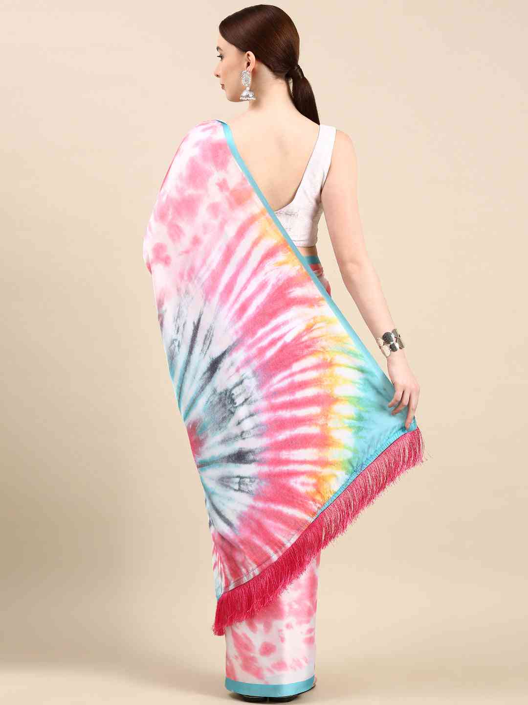 Soft Satin Georgette Pristel Colour Party Wear Saree