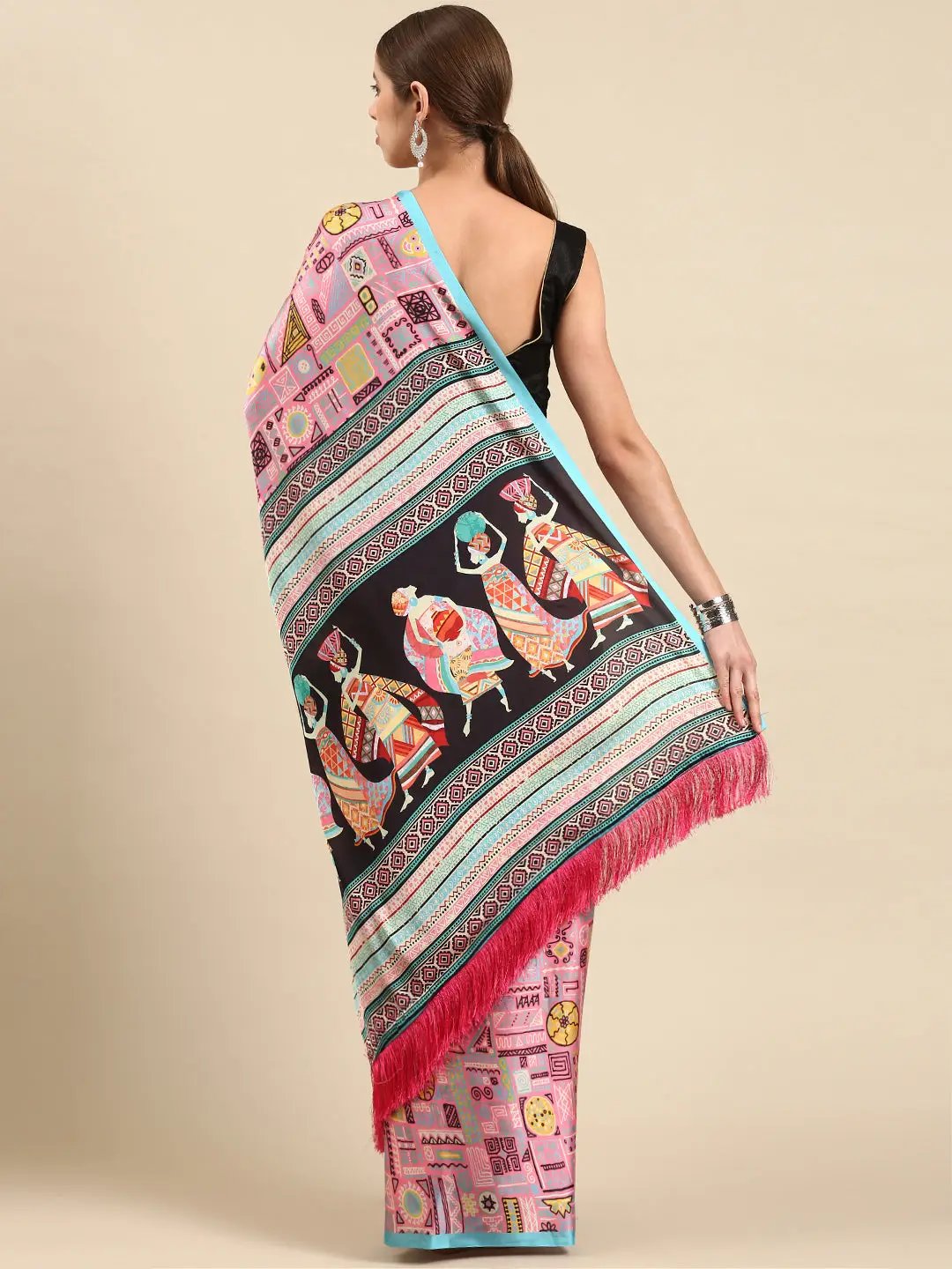Soft Satin Georgette Pristel Colour Party Wear Saree