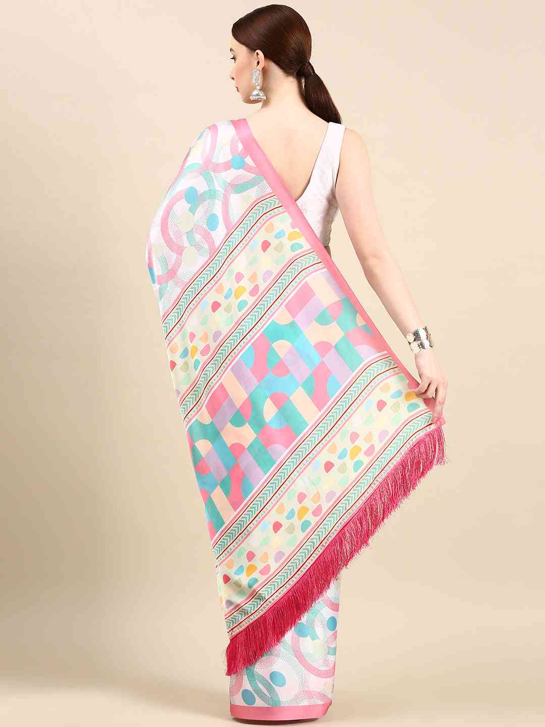 Soft Satin Georgette Pristel Colour Party Wear Saree