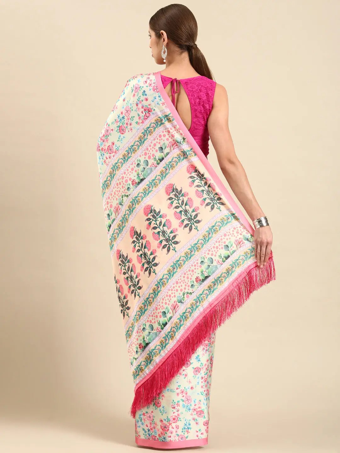 Soft Satin Georgette Pristel Colour Party Wear Saree