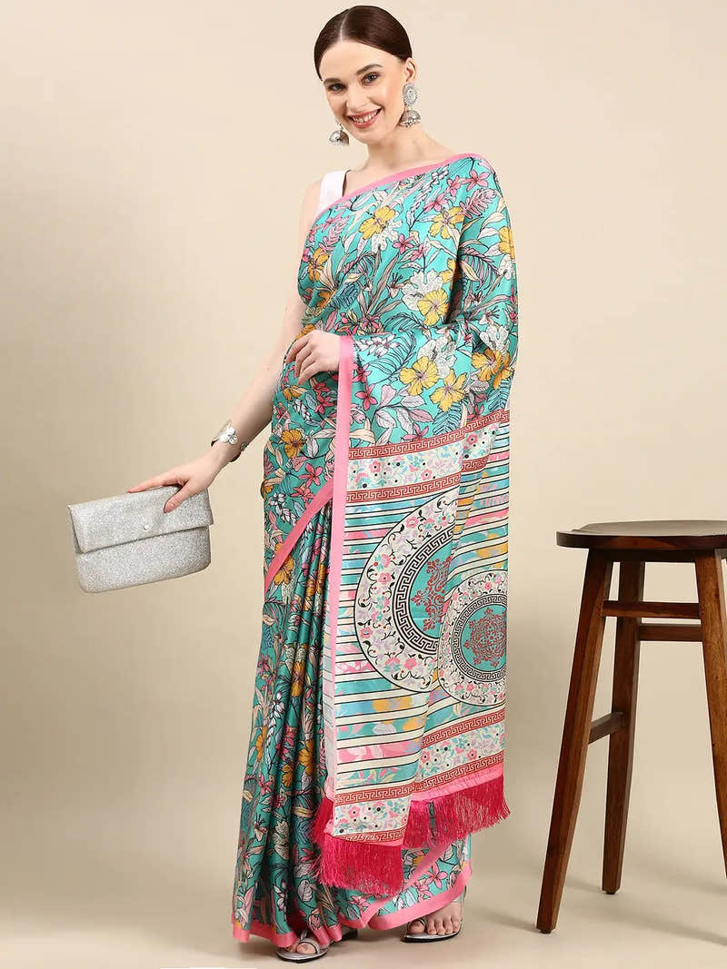 Soft Satin Georgette Pastel Colour Party Wear Saree