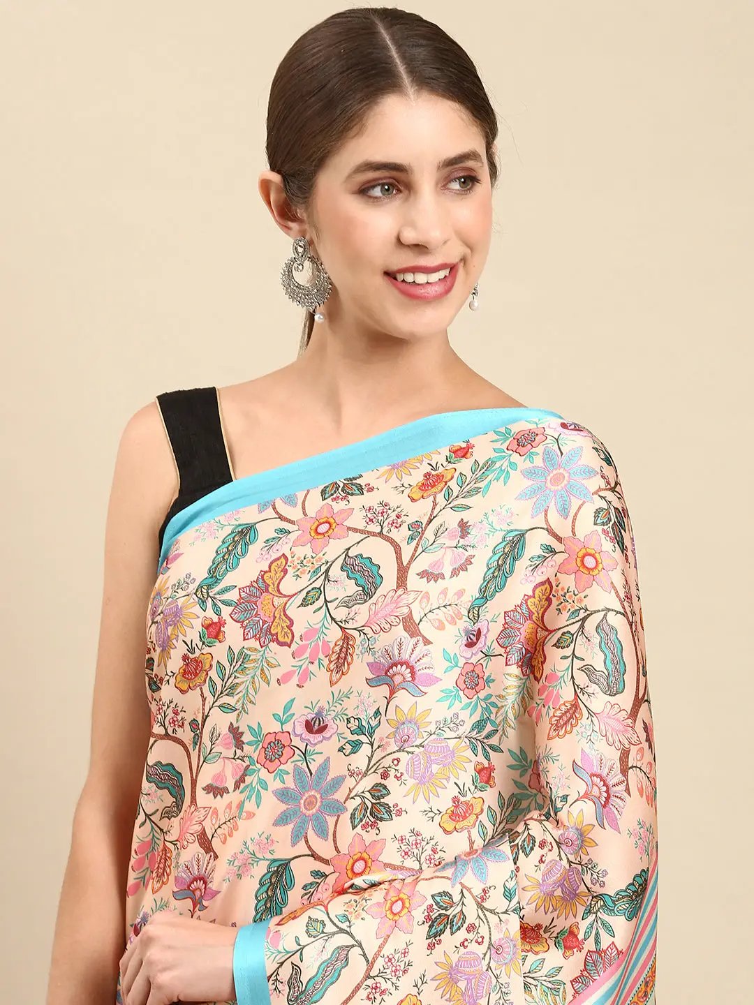 Soft Satin Georgette Pristel Colour Party Wear Saree