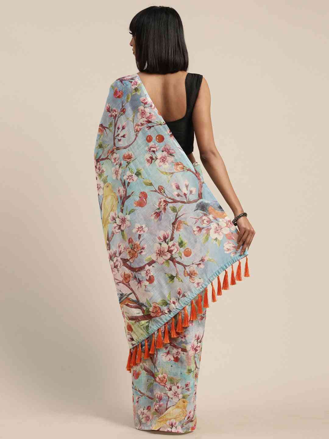 Exclusive Linen Floral Printed Saree