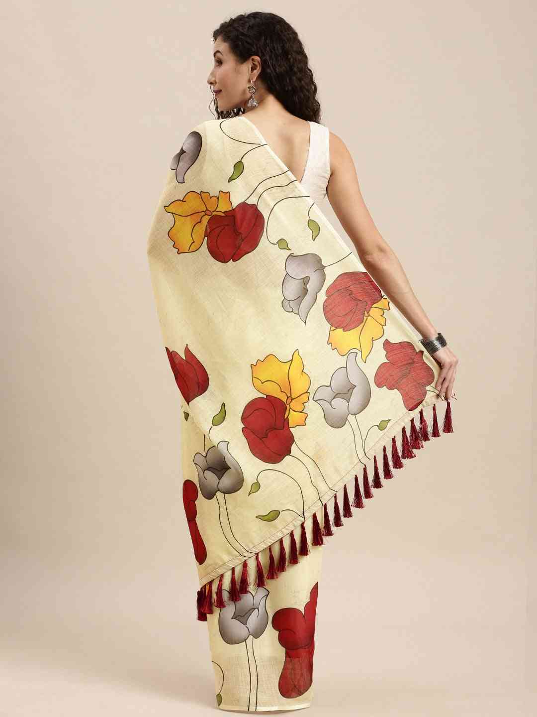 Exclusive Linen Floral Printed Saree
