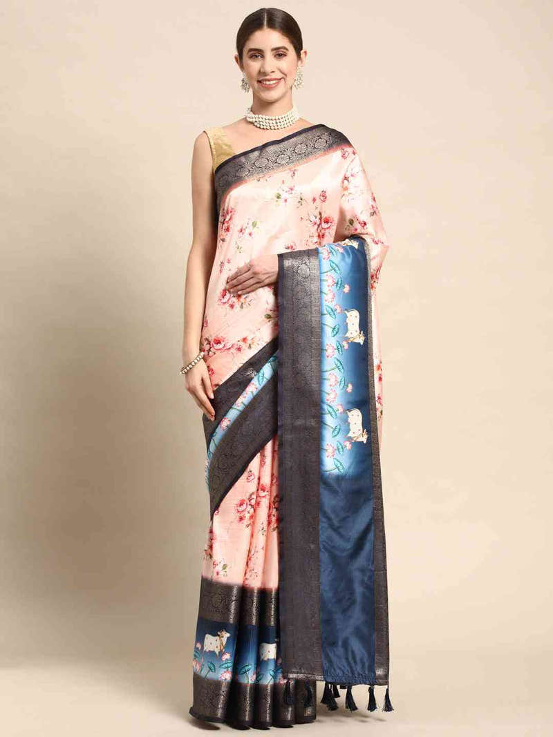 Soft Gadwal Patti Woven Design Pichwai Print Banarasi Saree