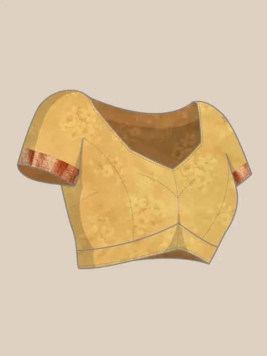 Gadhwal Flower Pichwai Print Patti Woven Banarasi Saree