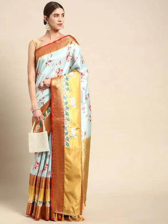 Soft Gadwal Patti Woven Design Pichwai Print Banarasi Saree