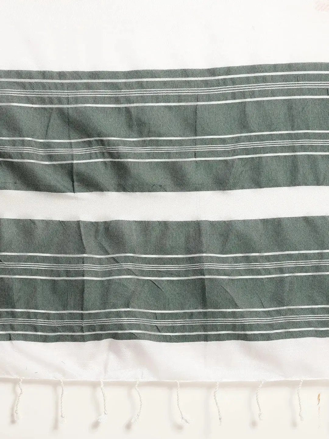 Bhagalpuri Linen Saree With Green Colour Small Patti