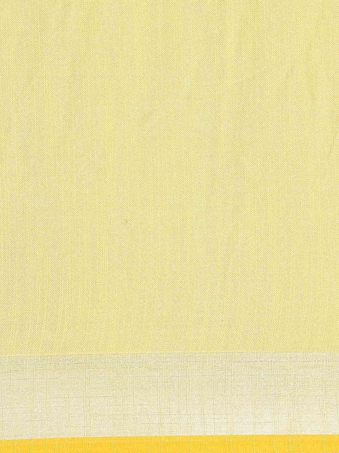 Stylish Yellow Colour Solid Linen Saree with Zari Border