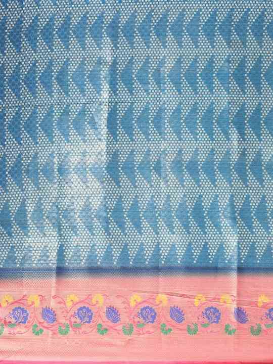 Kora Silk Banarasi Digital Print Saree In Blue Colour