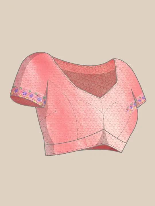 Kora Silk Banarasi Digital Print Saree In Blue Colour