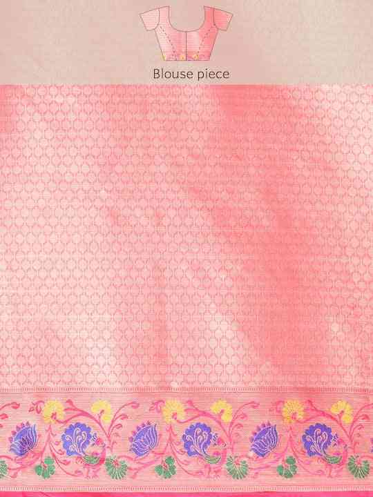 Kora Silk Banarasi Digital Print Saree In Blue Colour