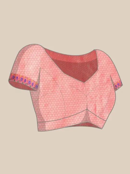 Kora Silk Banarasi Digital Print Saree In Pink Colour