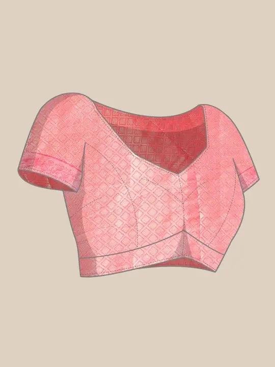 Kora Silk Banarasi Digital Print Saree In Red Colour