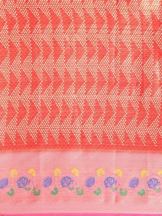 Kora Silk Banarasi Digital Print Saree In Red Colour