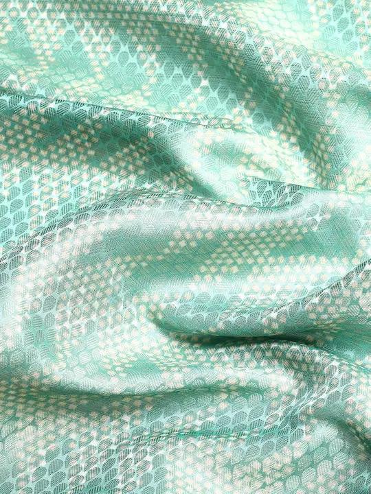 Kora Silk Banarasi Digital Print Saree In Sky Blue Colour