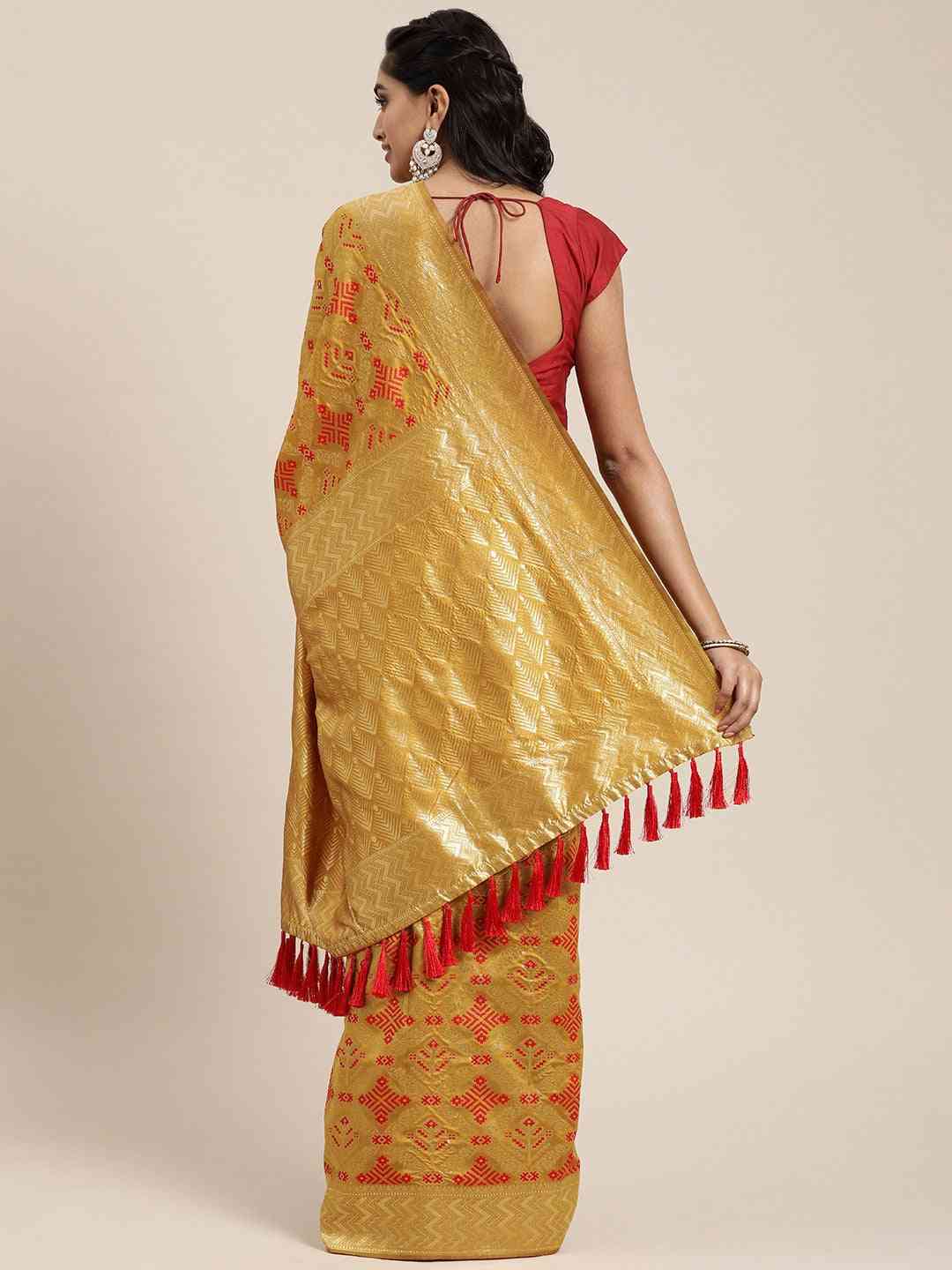 Patola Silk Saree With Woven Design And Zari Border
