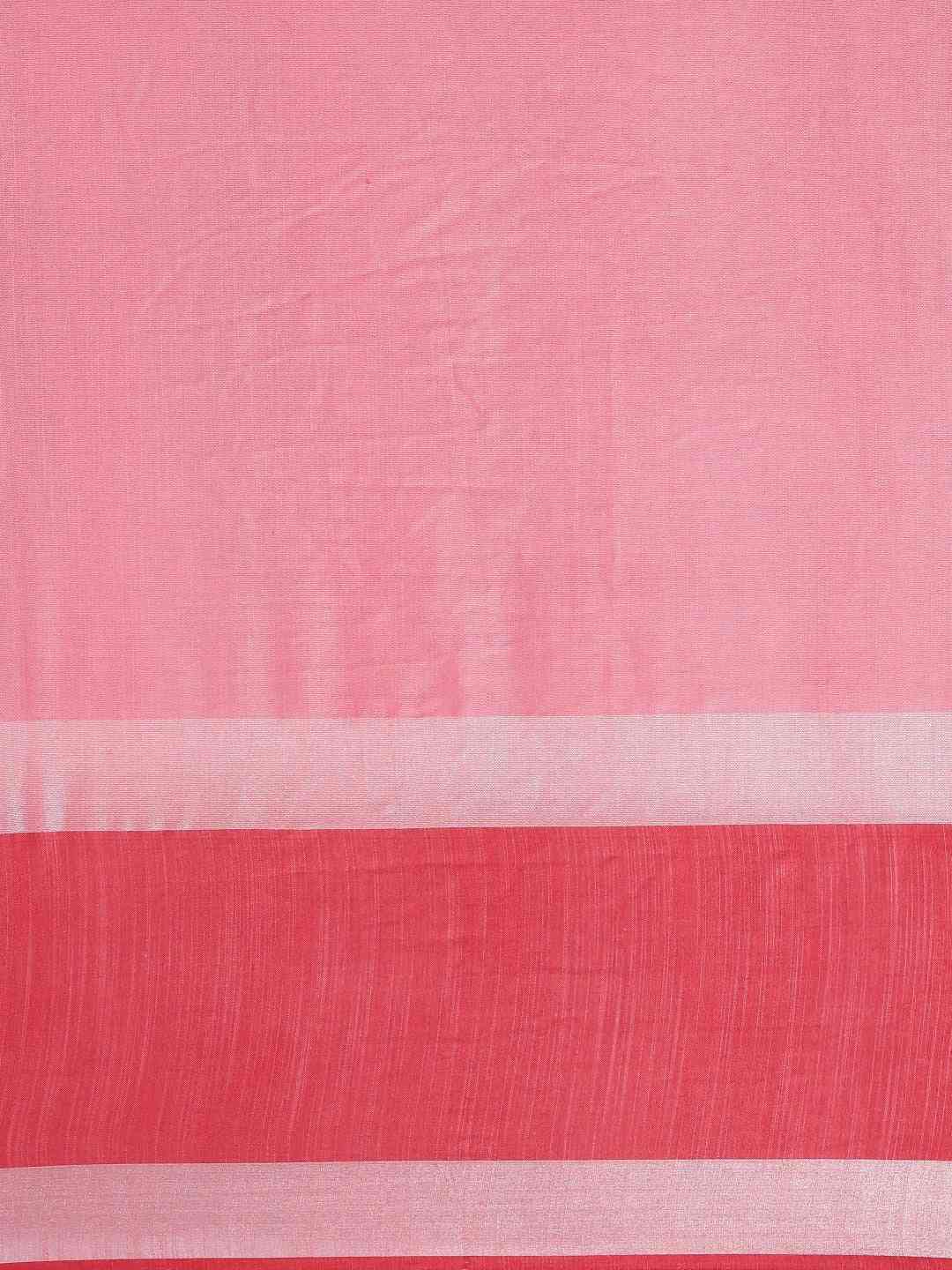 Stylish Pink Colour Solid Linen Saree With Zari Border