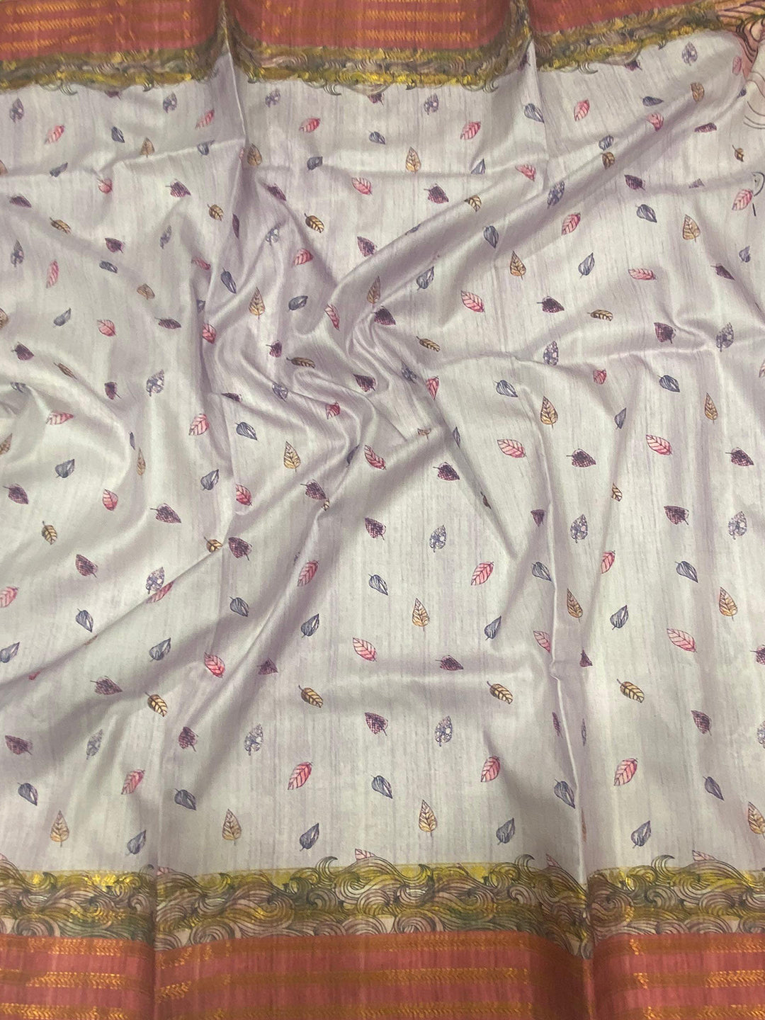 Purple Soft Silk Ocean Wave Patterns Saree