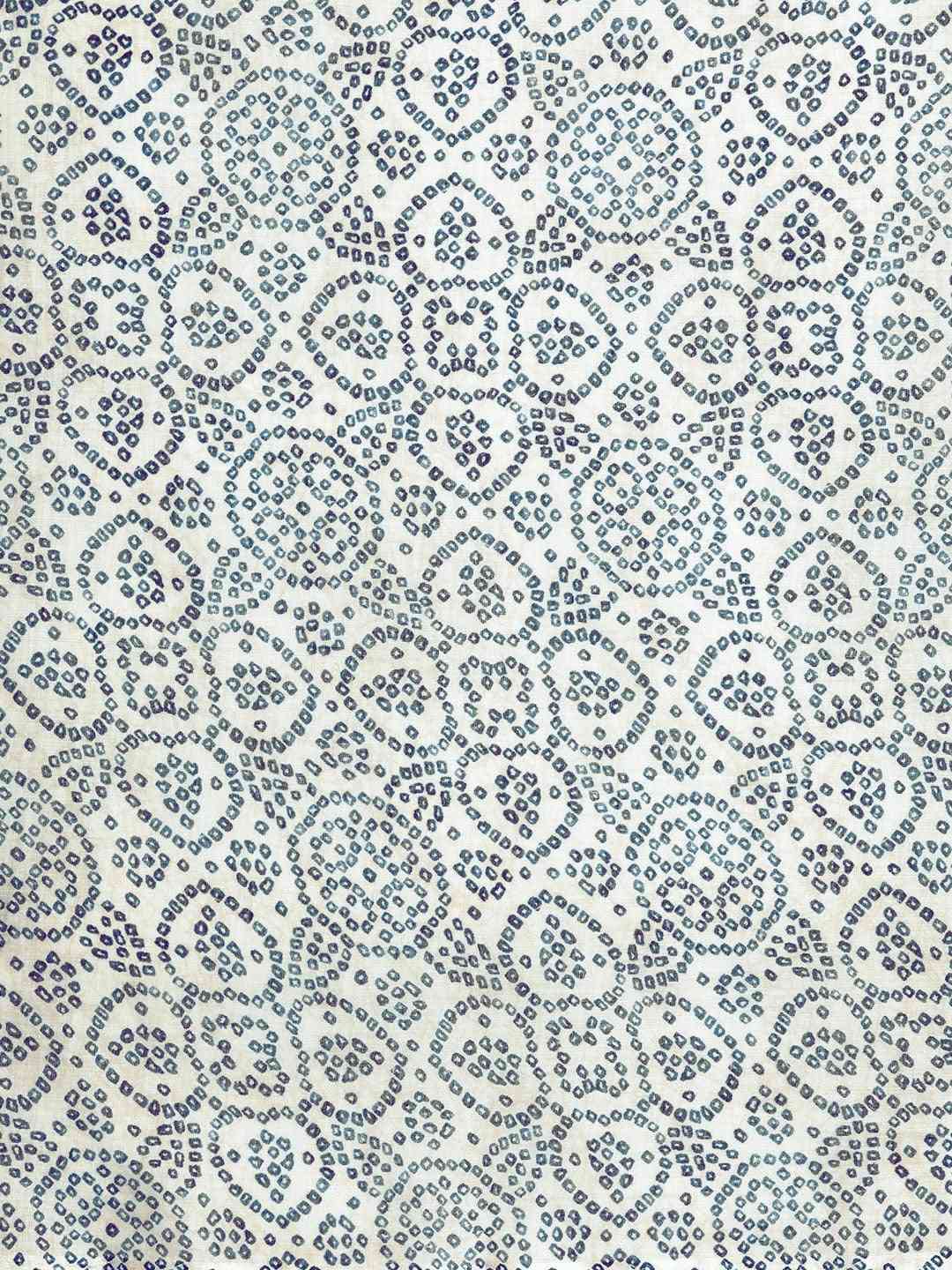 White Colour Stylish Linen Printed Bandhani Saree