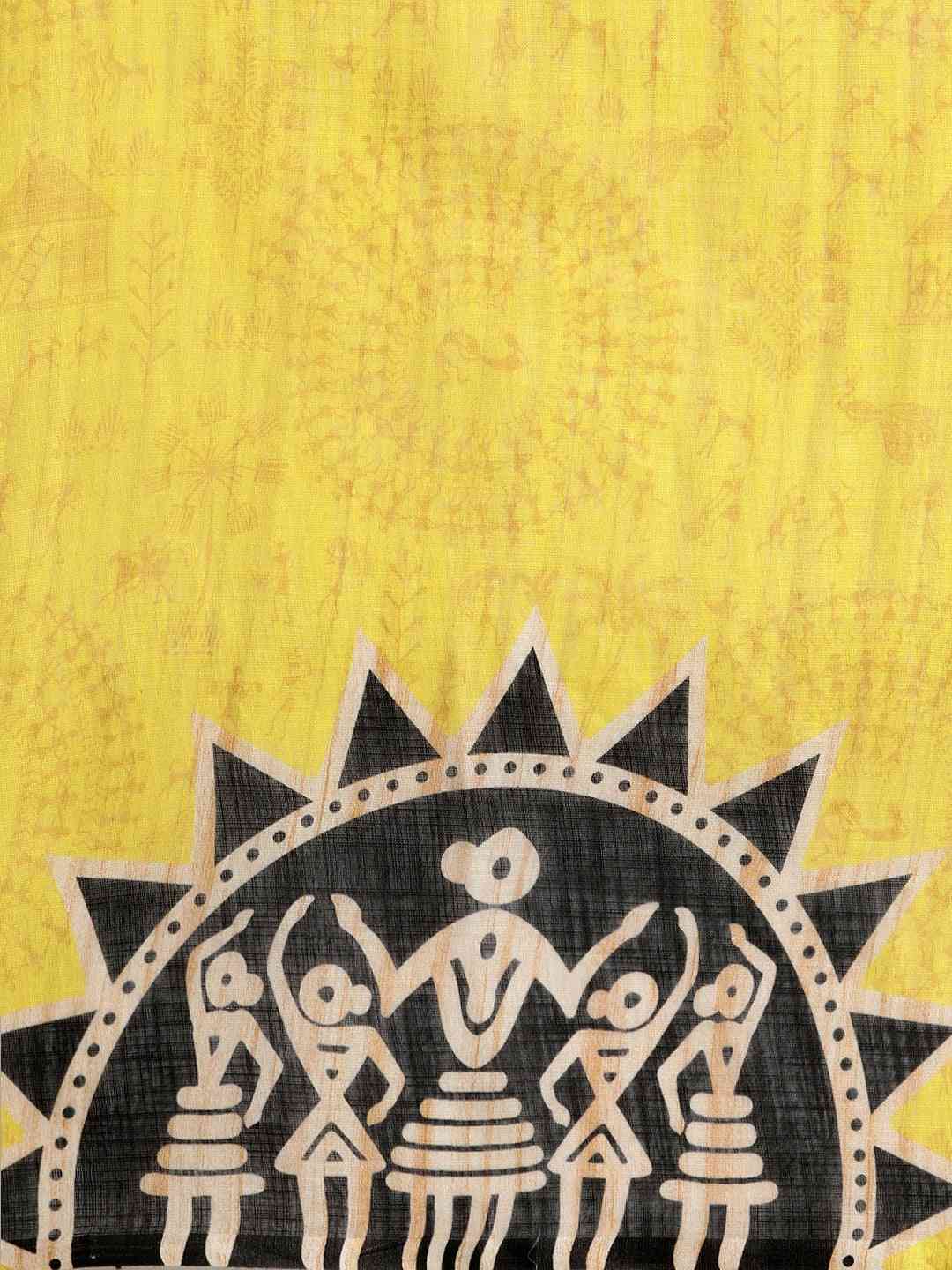 Stylish Linen Bandhani Saree with Ethnic Motifs