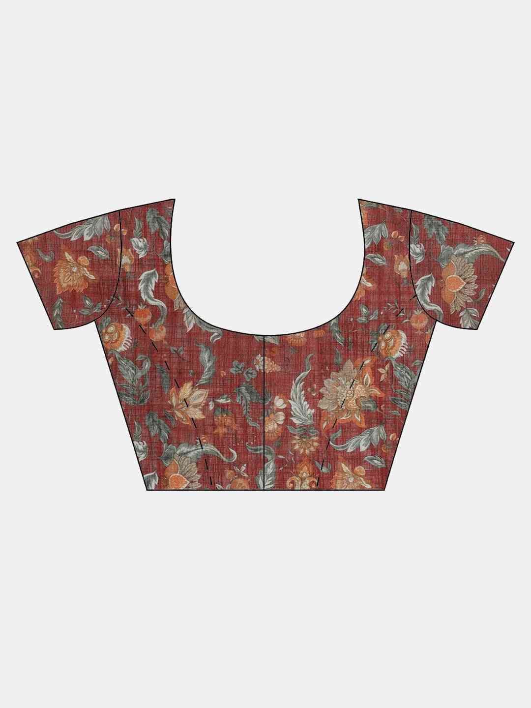 Stylish Linen Floral Print Saree