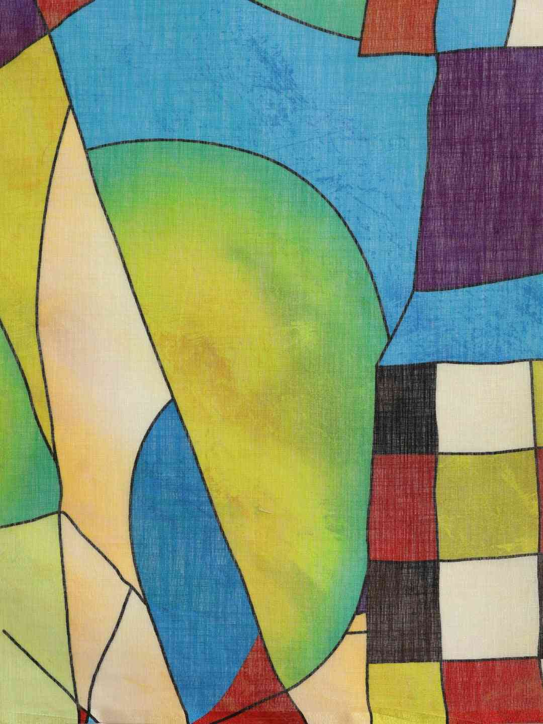 Multi Colour Stylish Abstract Printed Linen Saree