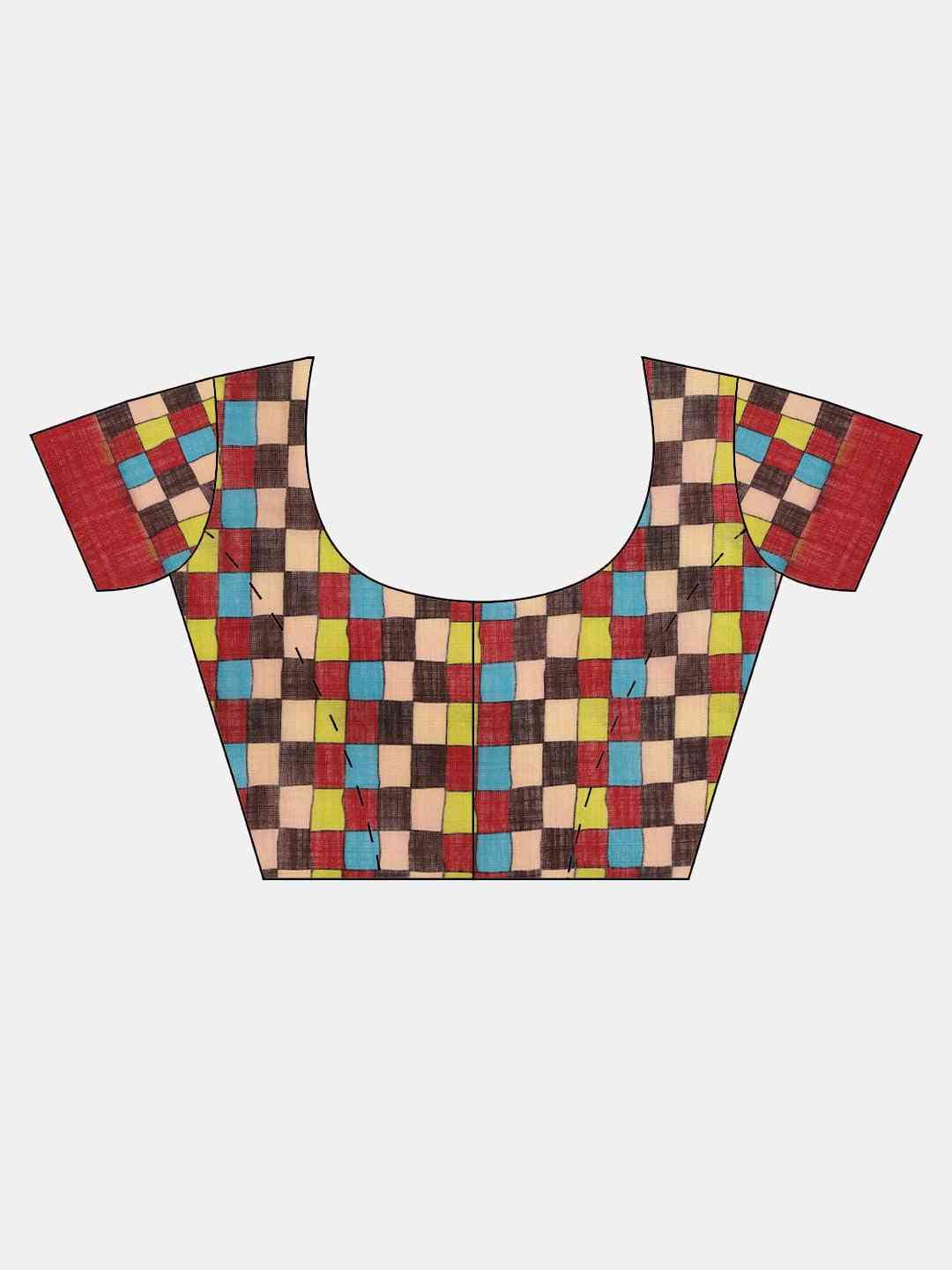 Multi Colour Stylish Abstract Printed Linen Saree