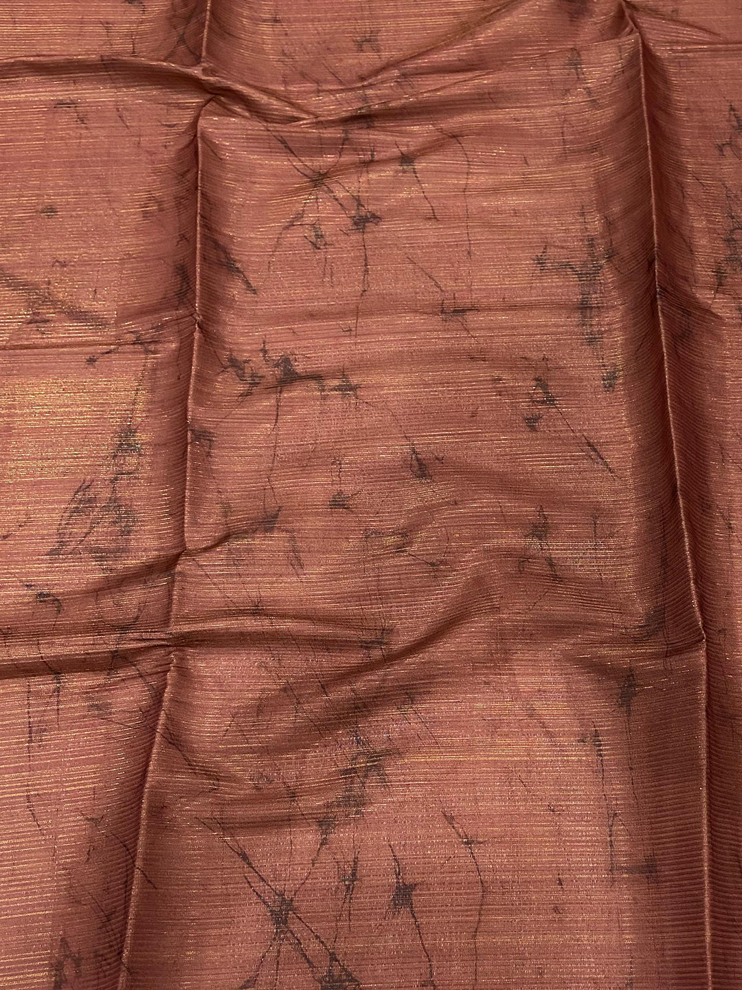 Flame Red Semi Zari Tussar Botanical Saree