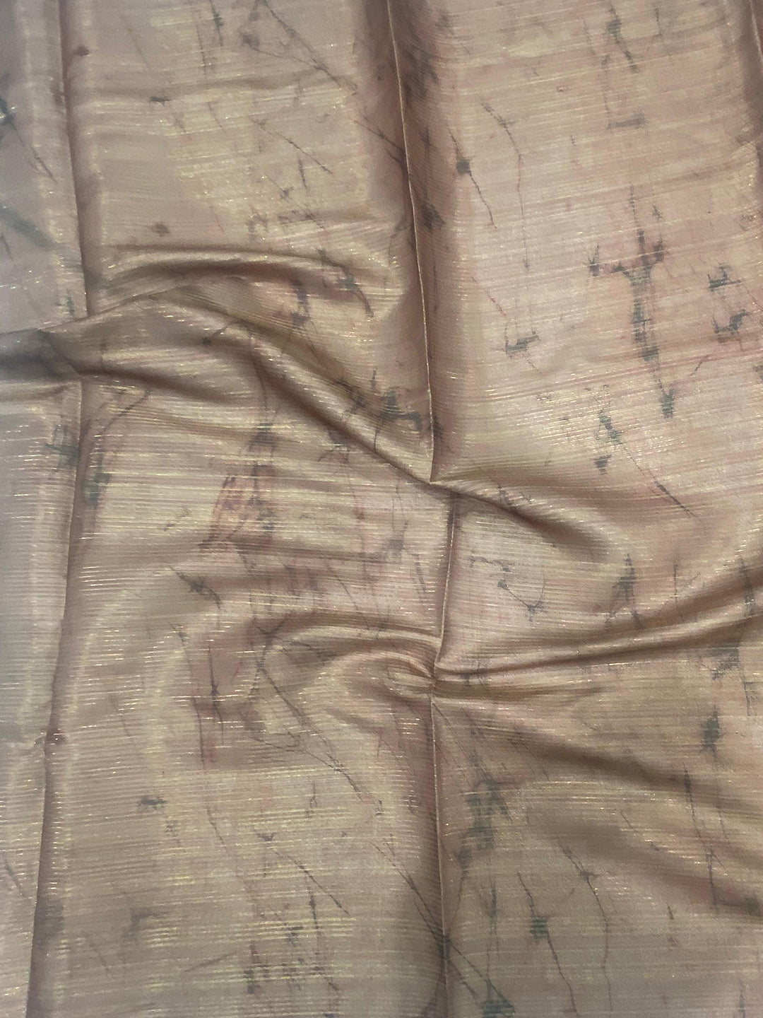 Rust Semi Gold Zari Botanical Tussar Saree
