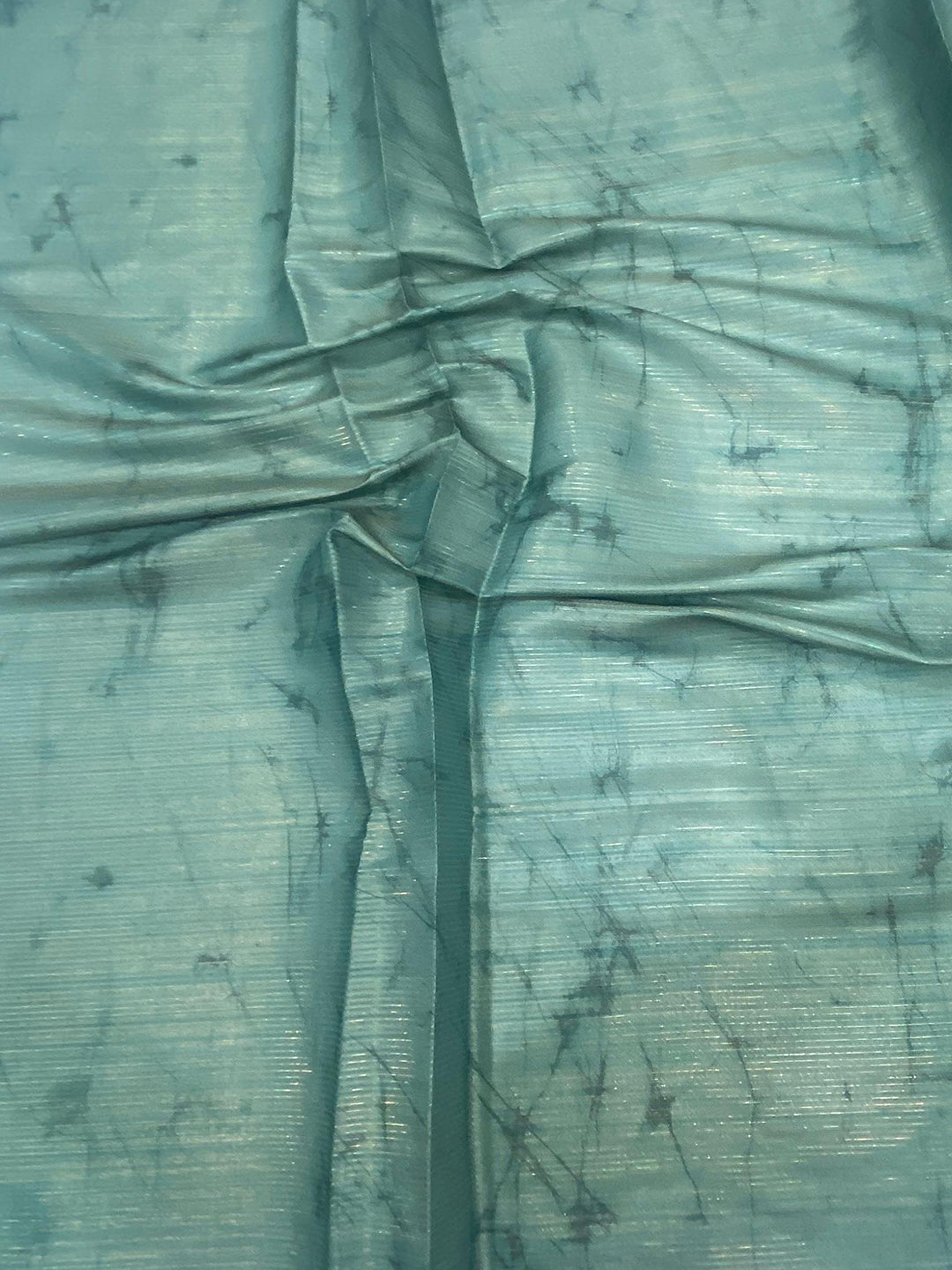 Teal Blue Semi-Gold Zari Abstract Tussar Saree