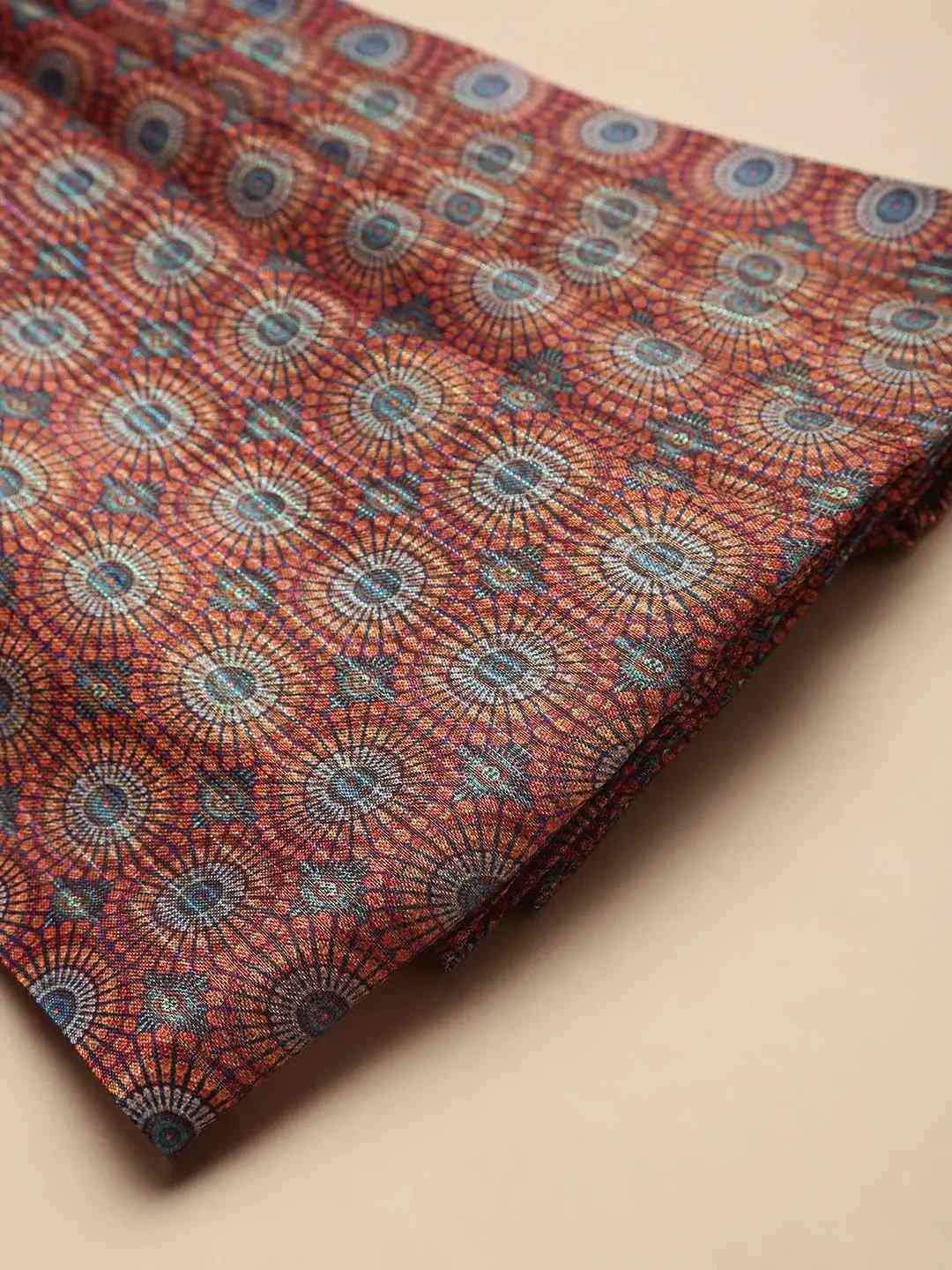 Soft Silk Zari Tissue Flower Print Design Saree