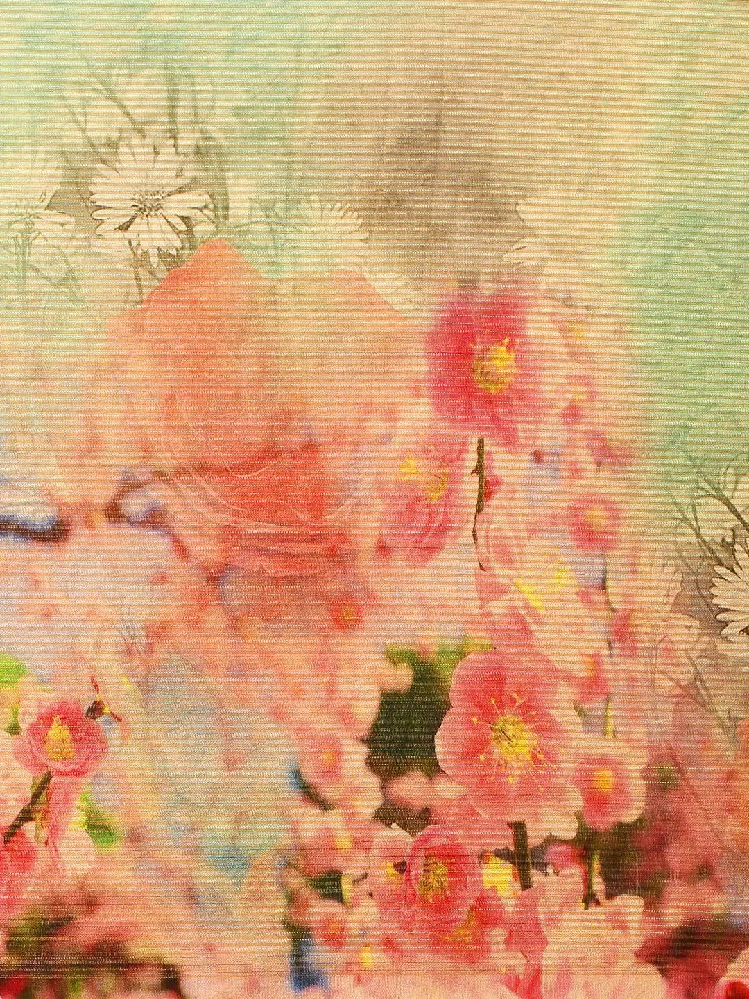 Soft Silk Zari Tissue Flower Print Design Saree