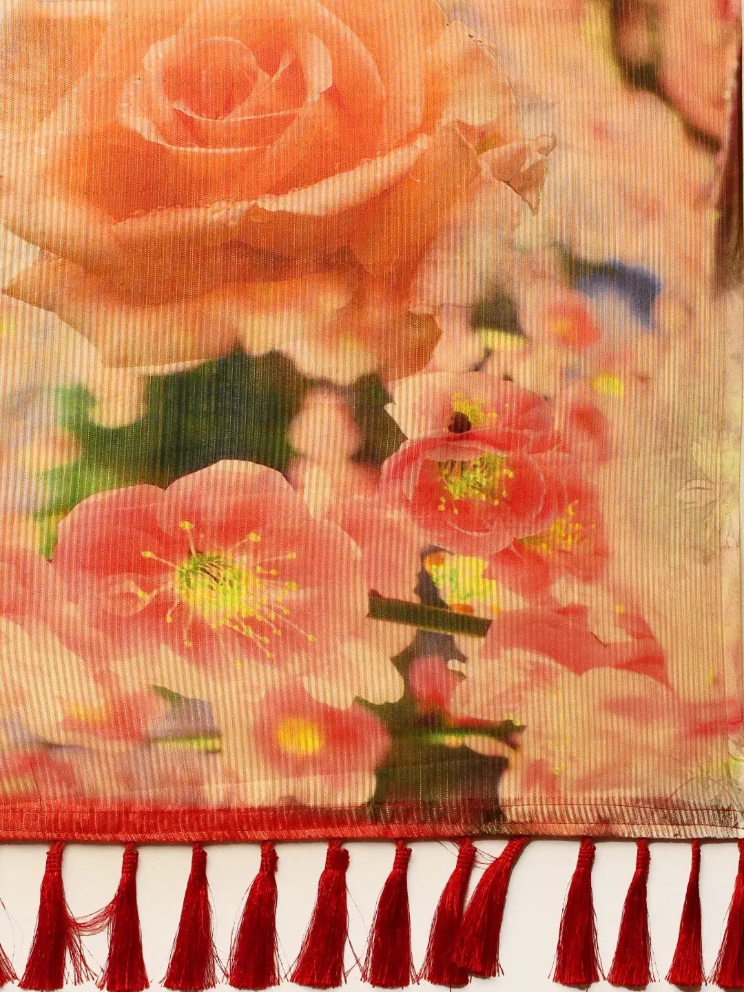 Soft Silk Zari Tissue Flower Print Design Saree