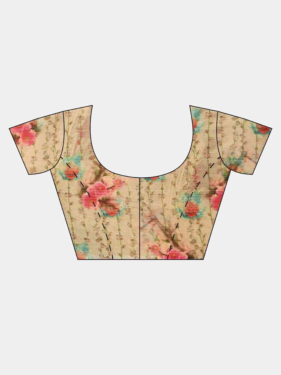 Soft Silk Zari Tissue Flower Print Design Saree