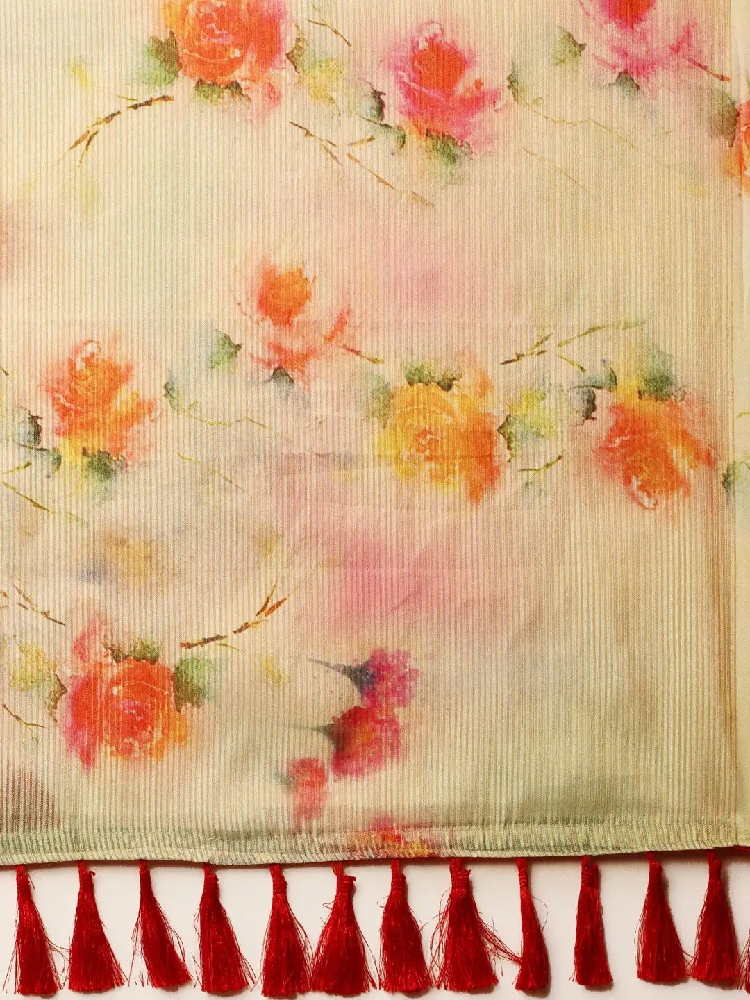 Soft Silk Zari Tissue Flower Print Design Saree