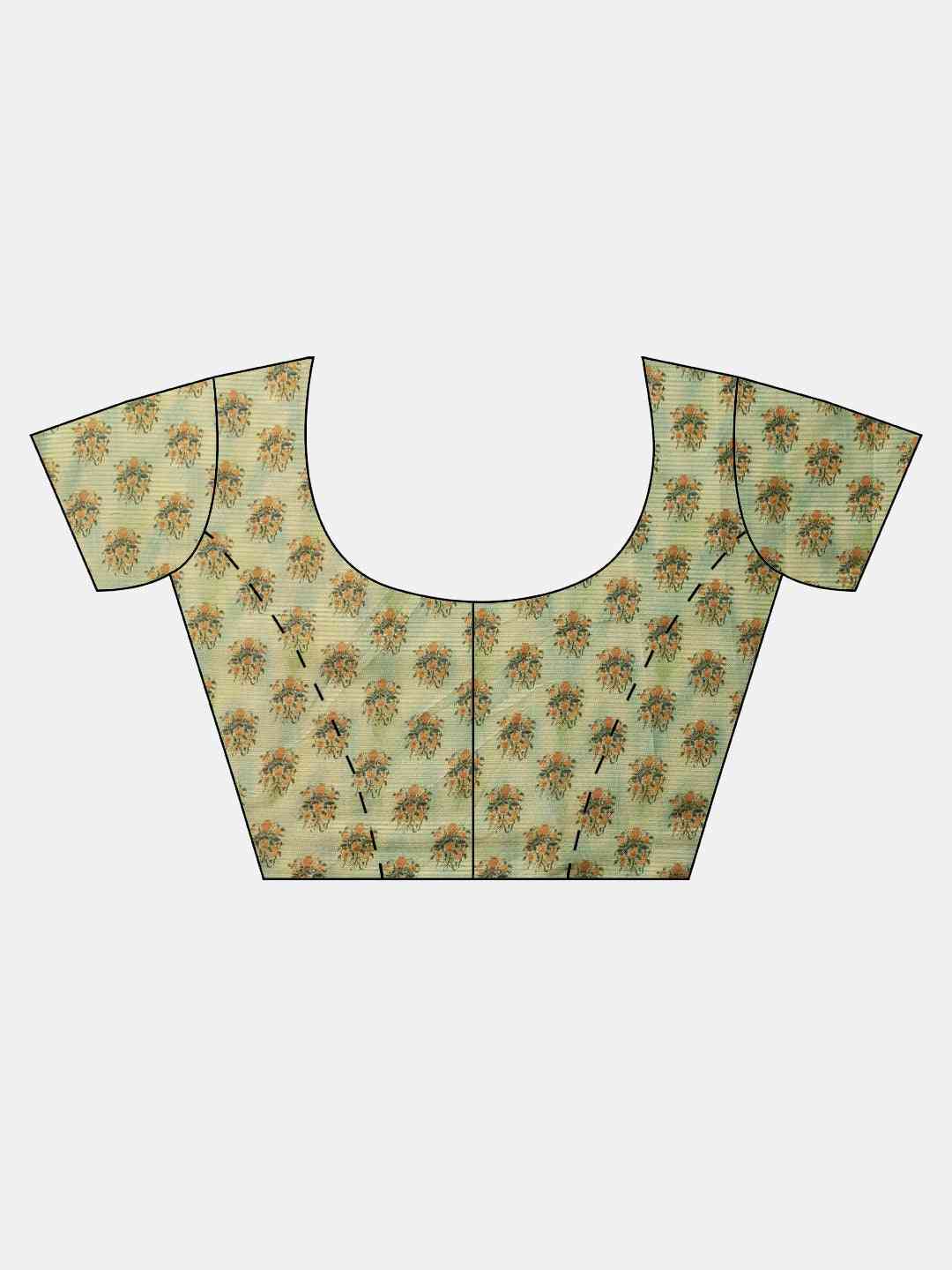 Soft Silk Zari Tissue Flower Print Design Saree