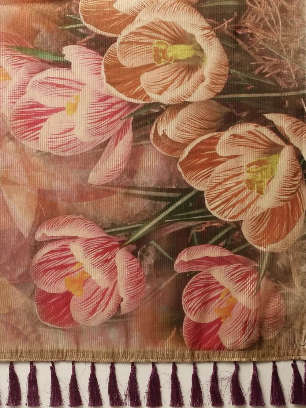 Soft Silk Zari Tissue Flower Print Design Saree