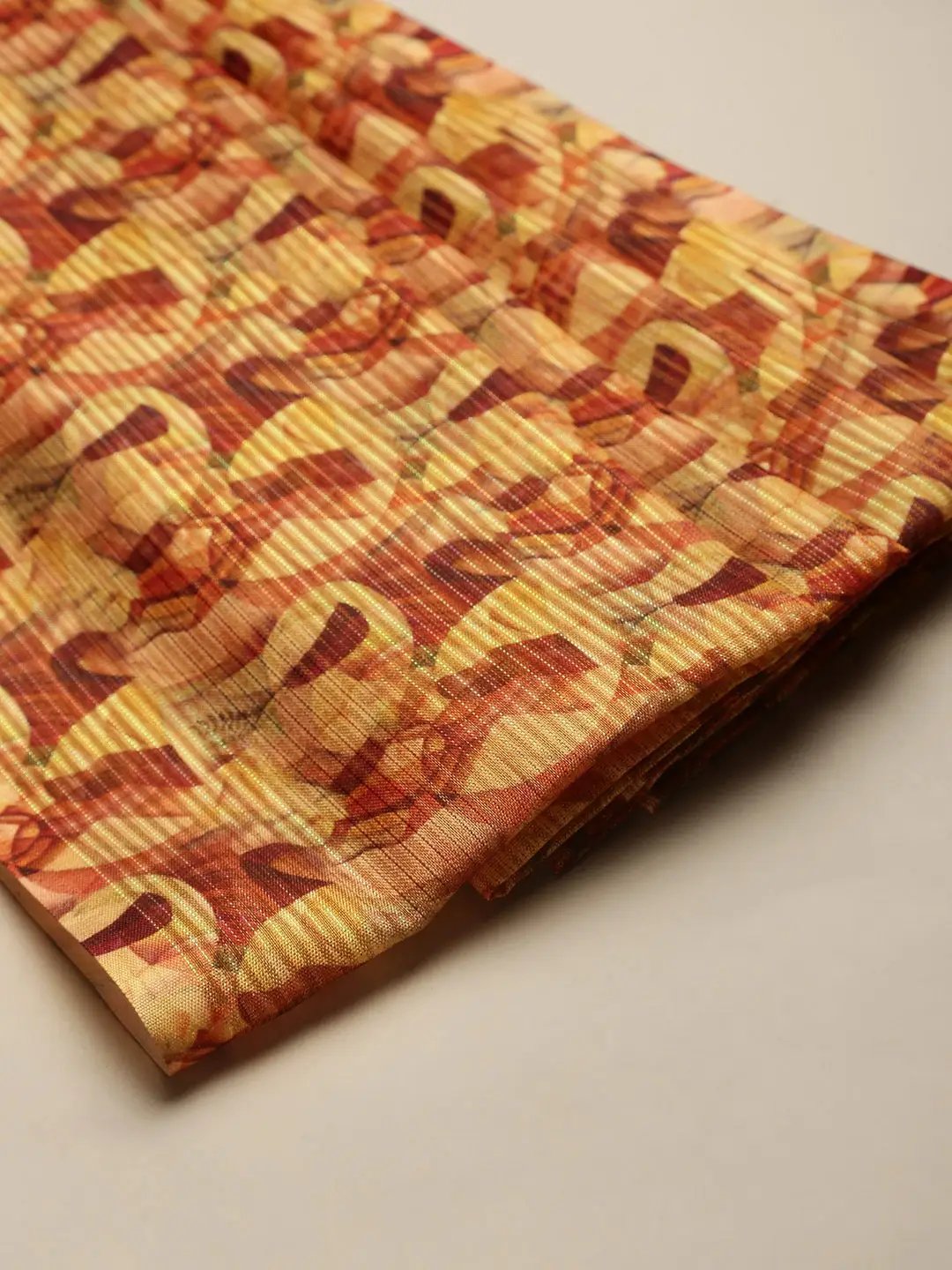 Soft Silk Zari Tissue Flower Print Design Saree
