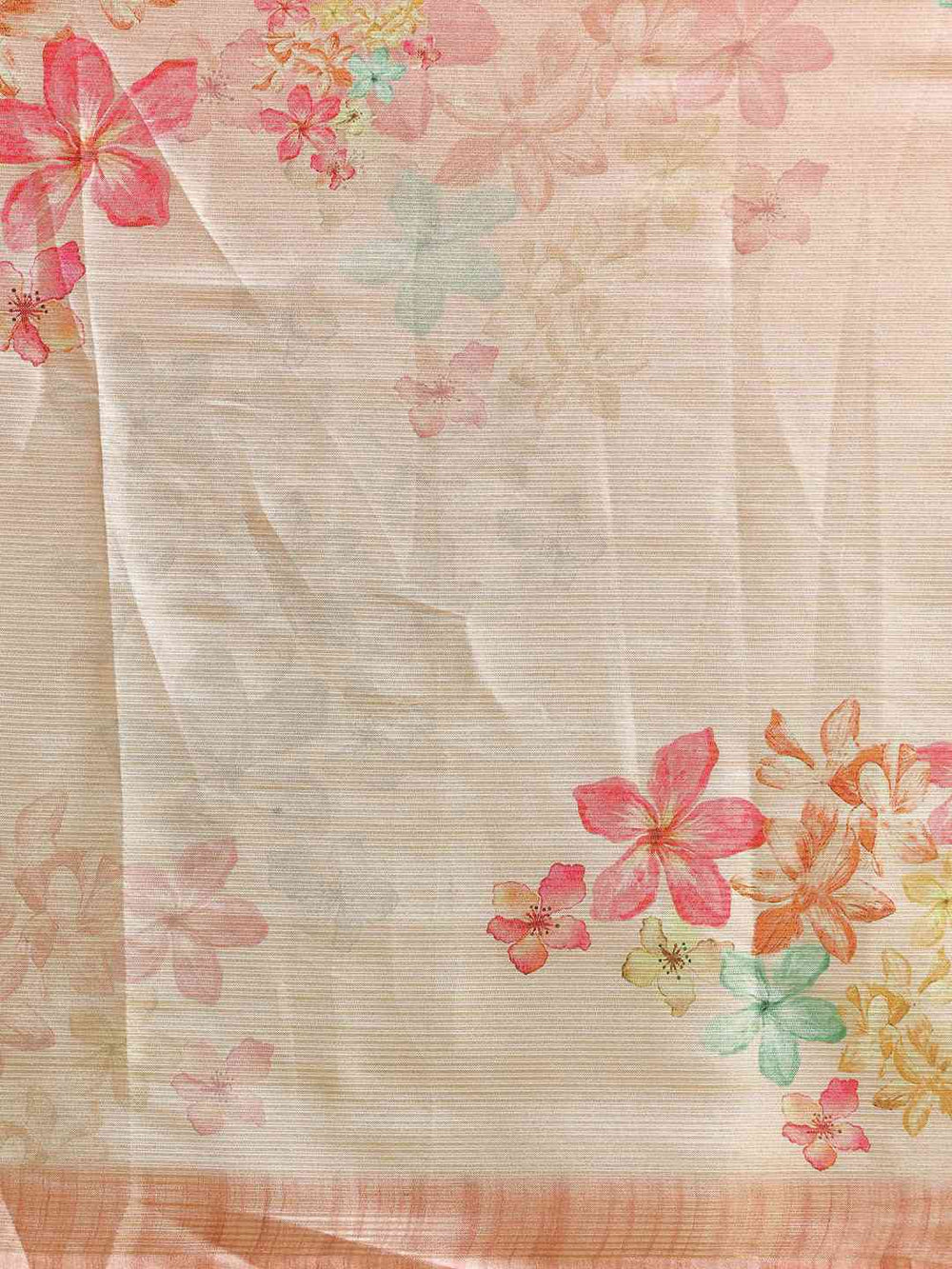 Exclusive Maheshwari Floral Printed Saree With Zari Border