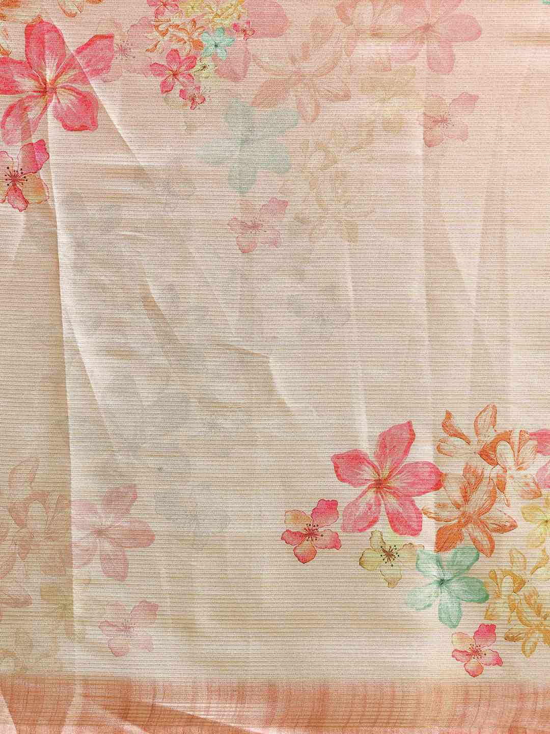 Exclusive Maheshwari Floral Printed Saree With Zari Border