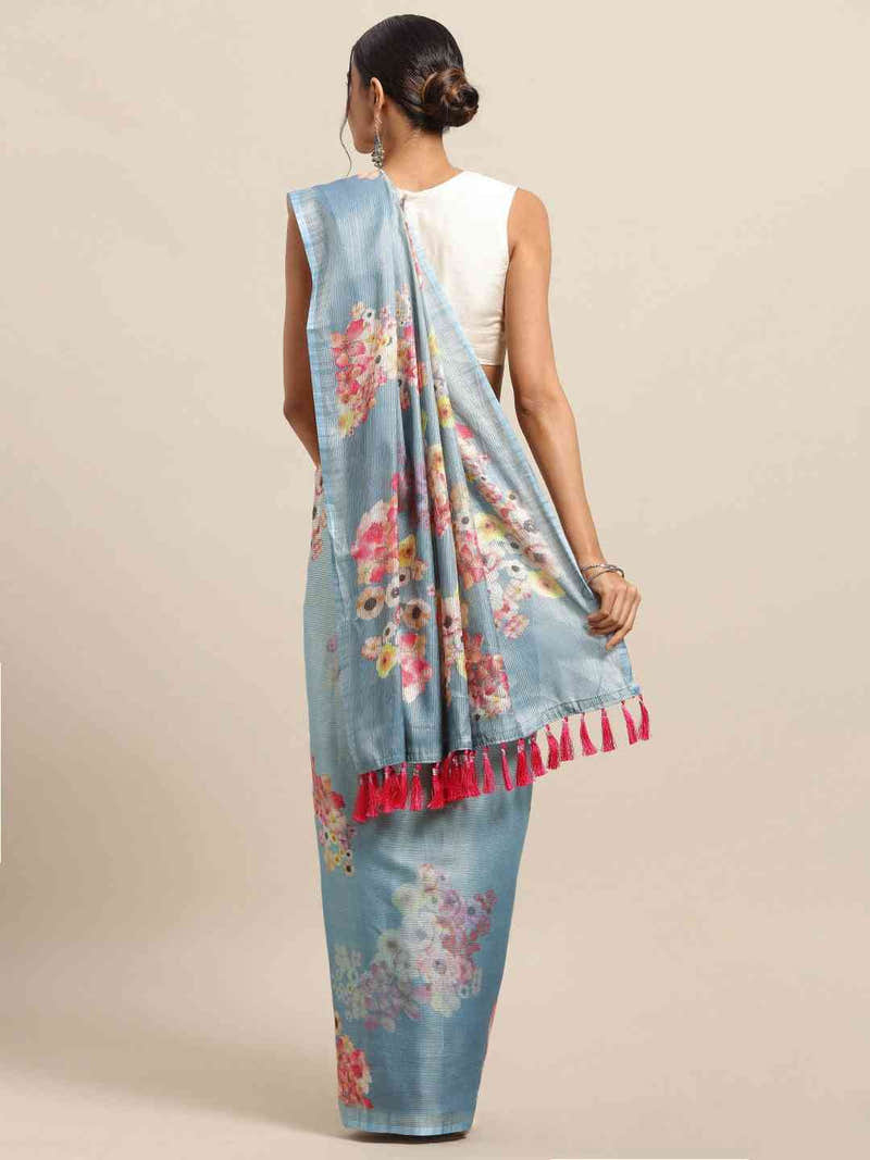 Maheshwari Floral Printed Saree With Woven Design