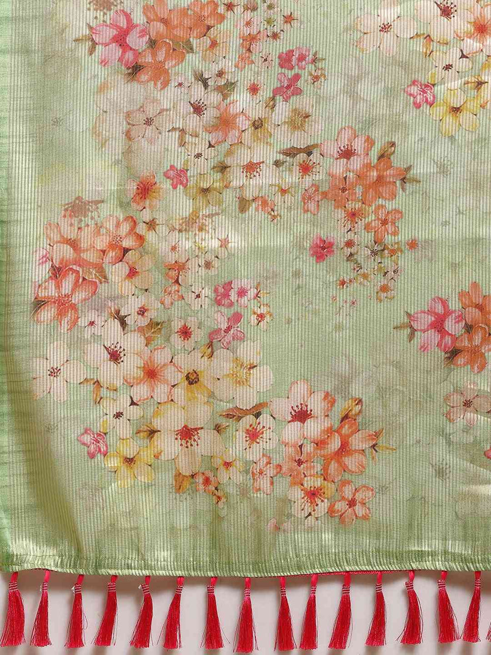 Maheshwari Floral Printed Silk Saree With Zari Work