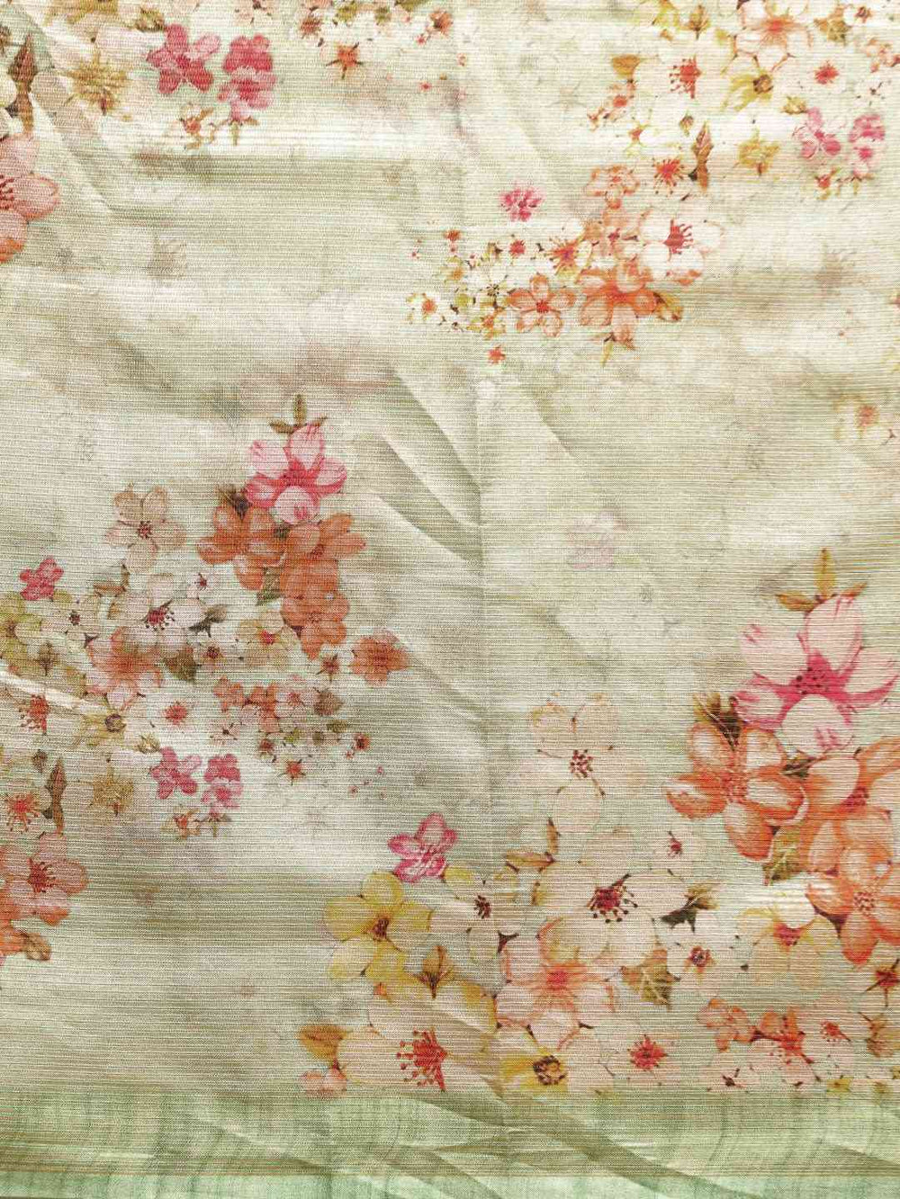 Maheshwari Floral Printed Silk Saree With Zari Work