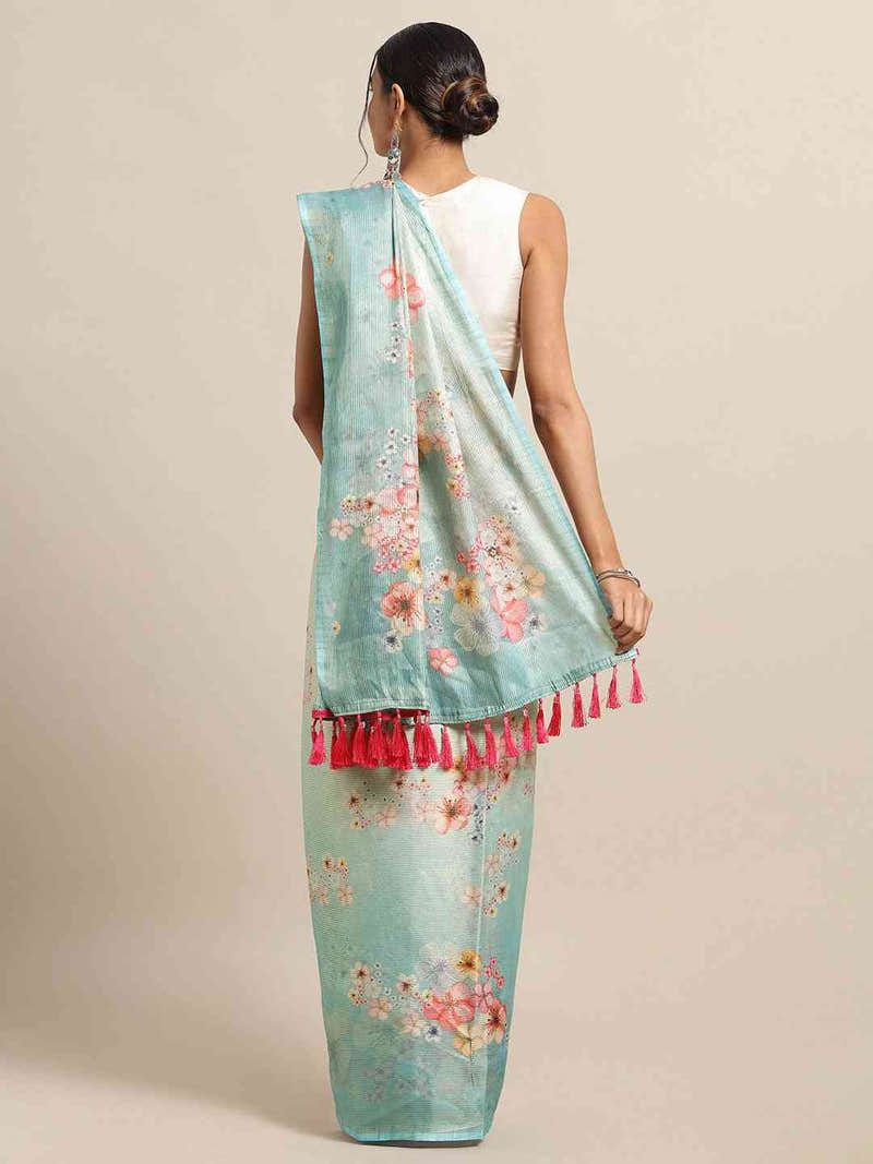 Maheshwari Floral Printed Saree With Woven Design