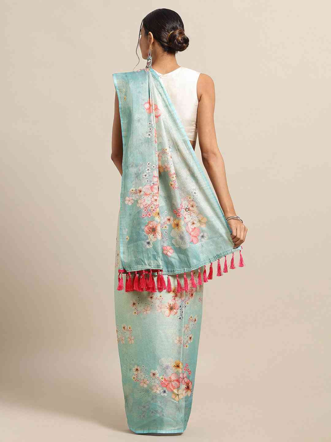 Maheshwari Floral Printed Saree With Woven Design