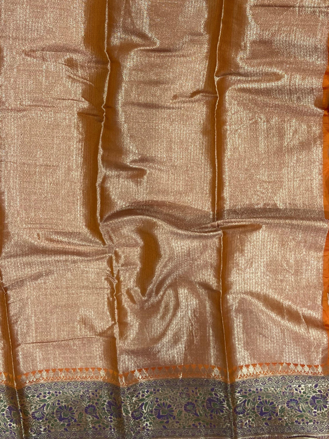 Orange Banasari Silk Saree With Zari Weaving