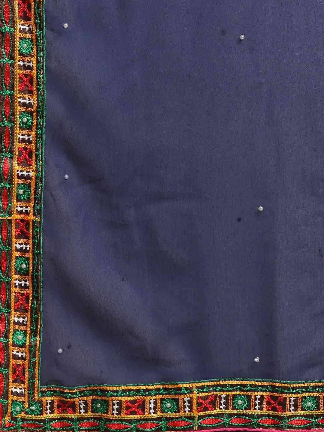 Exclusive Pure Georgette Kutchi Embroideried Bandhani Saree
