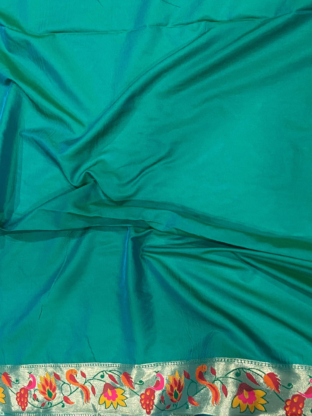 Rama Silk Blend Woven Zari Work Paithani Saree