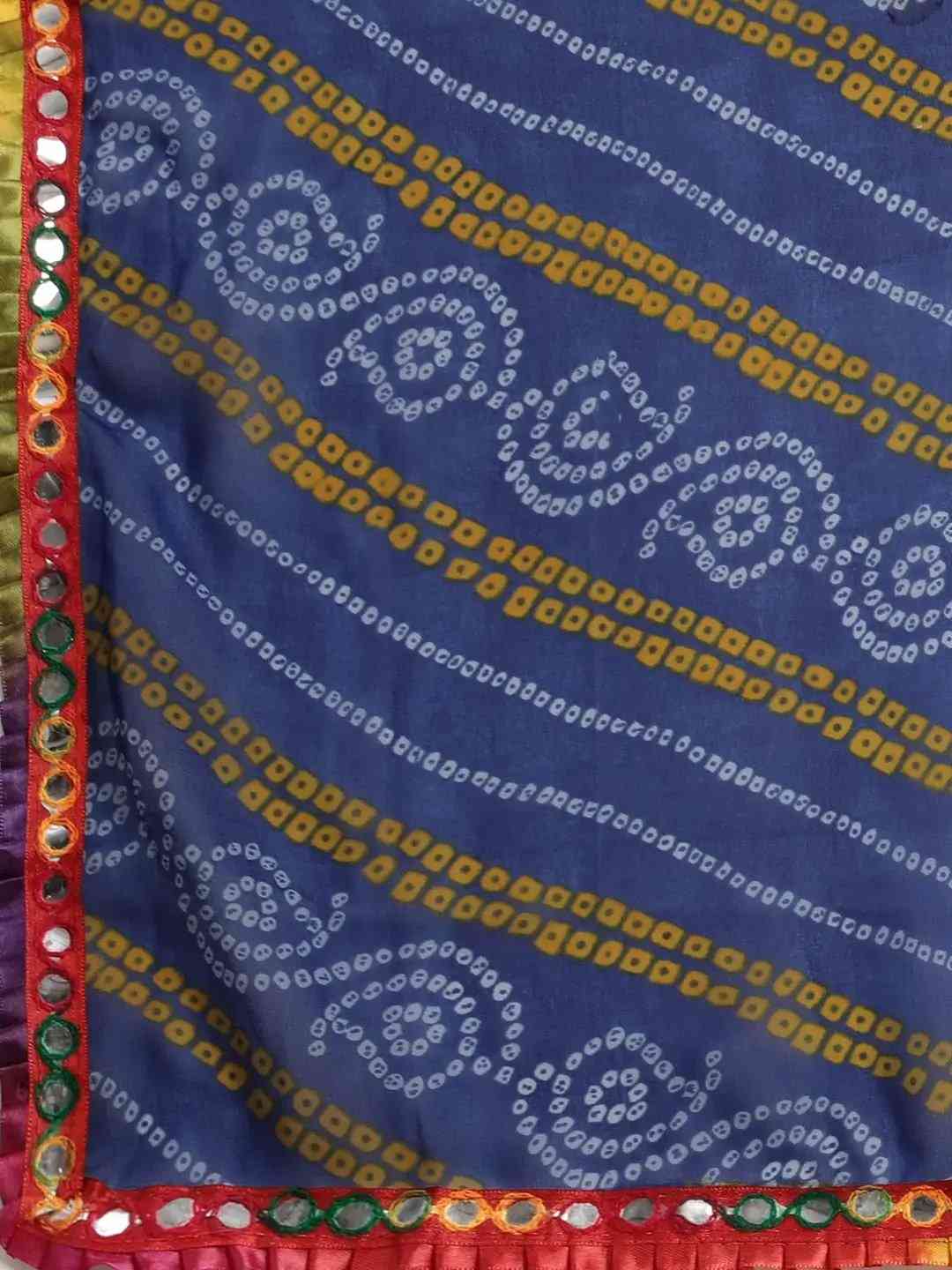 Pure Georgette Embroidered Bandhani Saree with Mirror Work